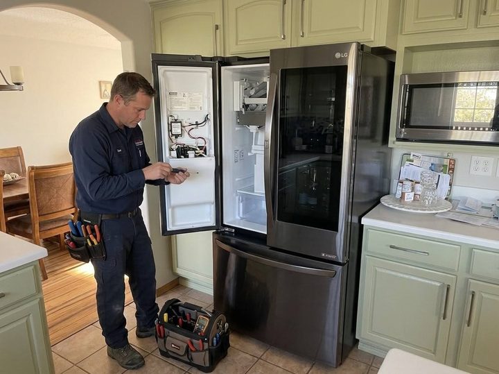 An in-door ice maker under inspection